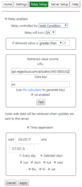 VegeHub Setup ScreenShot - Server Setup