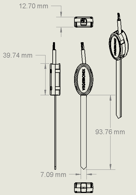 VH400 Soil Moisture Sensor Probe Drawing