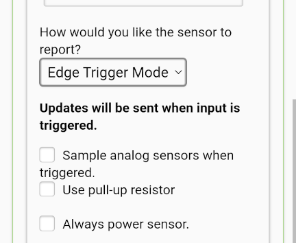 VegeHub Setup ScreenShot - Edge Trigger