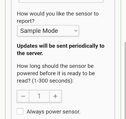 VegeHub Setup ScreenShot - Sample Mode